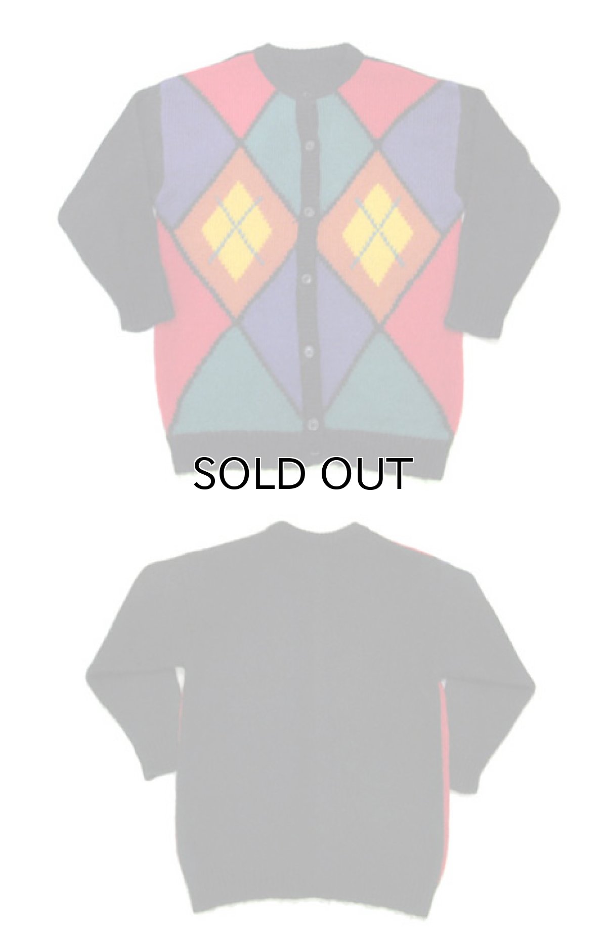 画像3: Europe Mohair Wool Argyle Pattern Cardigan　size L - XL ぐらい ( 表記 なし ) (3)