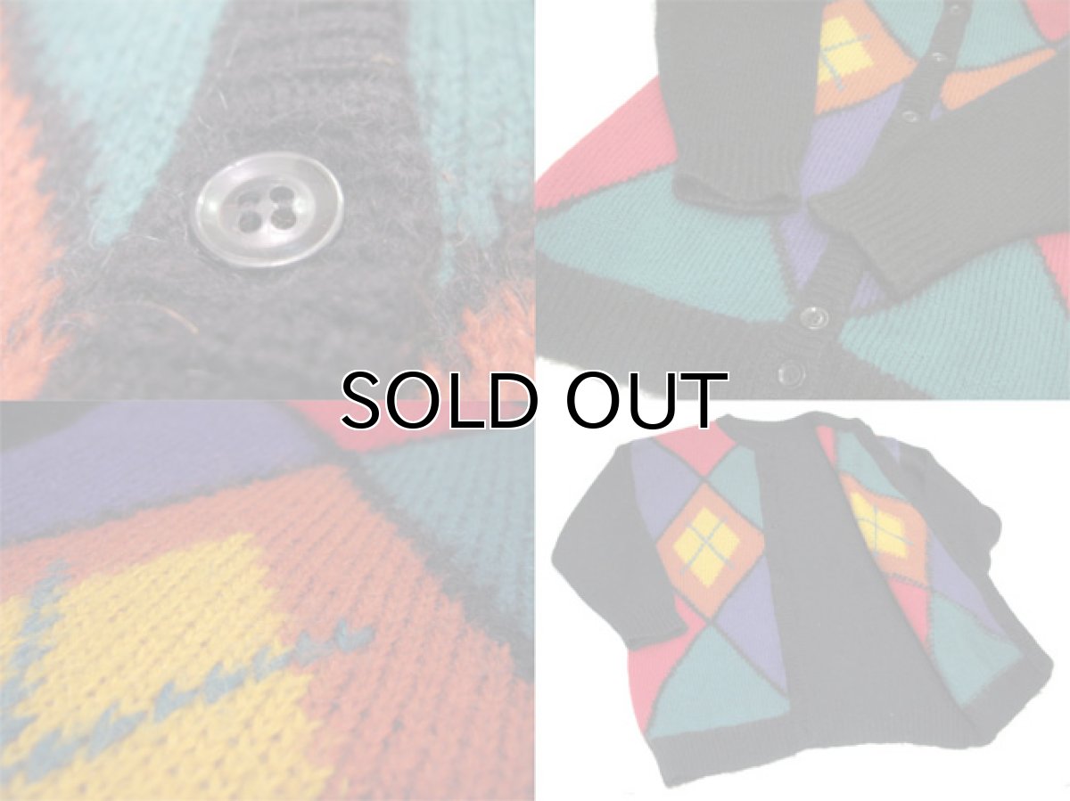 画像4: Europe Mohair Wool Argyle Pattern Cardigan　size L - XL ぐらい ( 表記 なし ) (4)