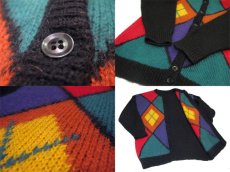 画像4: Europe Mohair Wool Argyle Pattern Cardigan　size L - XL ぐらい ( 表記 なし ) (4)