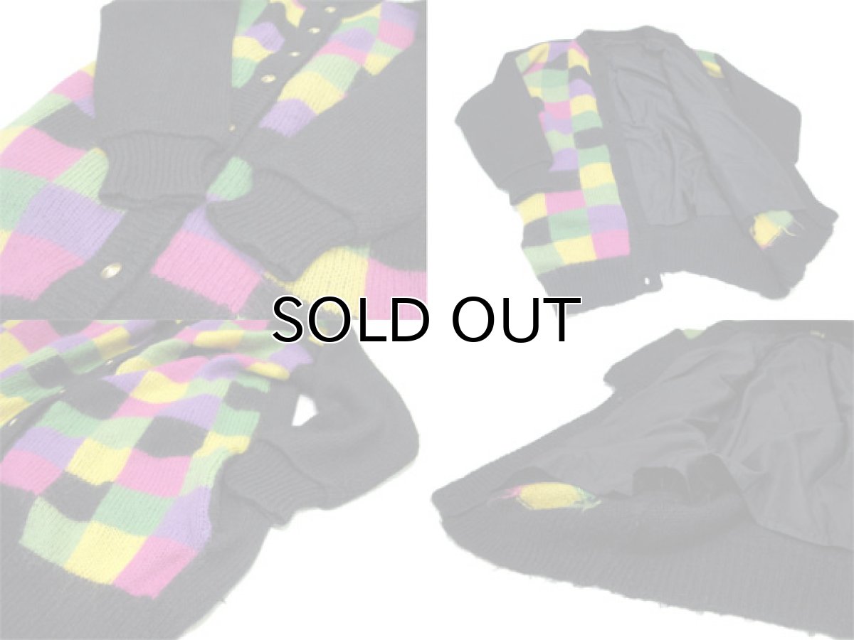 画像4: Europe Mohair Wool Check Pattern Cardigan size XL 位 ( 表記 M ) (4)