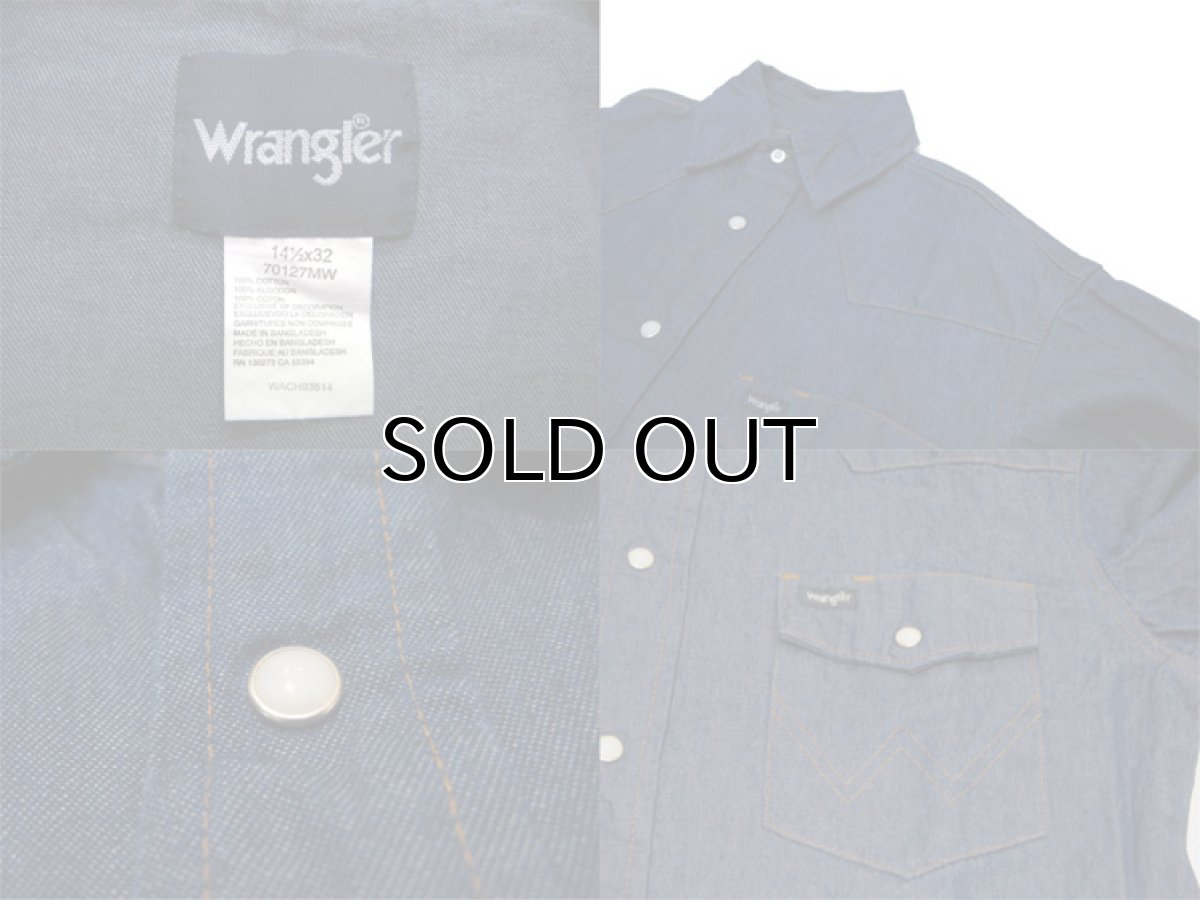 画像3: "Wangler" L/S Denim Western Shirts Dead Stock - onewash　size S位  (表記 14 1/2 x 32 ) (3)