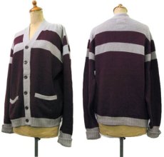 画像2: 1960's "Puritan" Two Tone Wool Cardigan  Maroon / Grey　size S - M (表記 無し) (2)