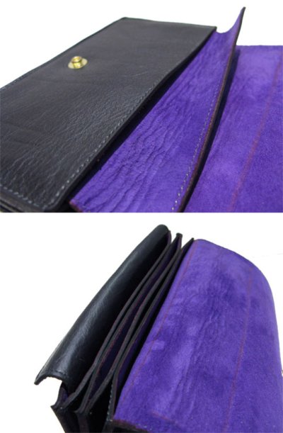 画像2: "JUTTA NEUMANN" Leather Wallet "the Waiter's Wallet"  color : BLACK / PURPLE 長財布