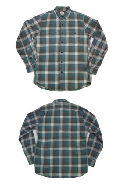 画像1: "J.Crew" L/S Check Flannel Shirts  GREEN系　size M位  (表記 S )