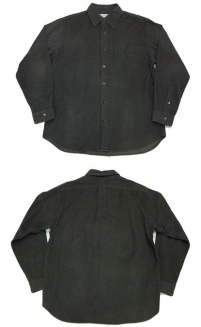 画像1: "J.Crew" L/S Solid Flannel Shirts  OLIVE系　size L位  (表記 M )