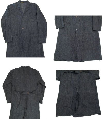 画像1: ~1950's Belgium "TUFACO" Salt and Pepper Atelier Coat Dead stock - one wash 　size S位 (表記 不明)