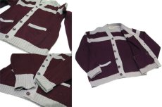 画像5: 1960's "Puritan" Two Tone Wool Cardigan  Maroon / Grey　size S - M (表記 無し) (5)