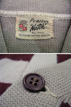 画像4: 1960's "Puritan" Two Tone Wool Cardigan  Maroon / Grey　size S - M (表記 無し) (4)