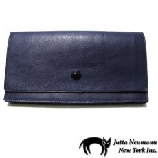 画像1: "JUTTA NEUMANN" Leather Wallet "the Waiter's Wallet"  color : NAVY / EMERALD 長財布 (1)