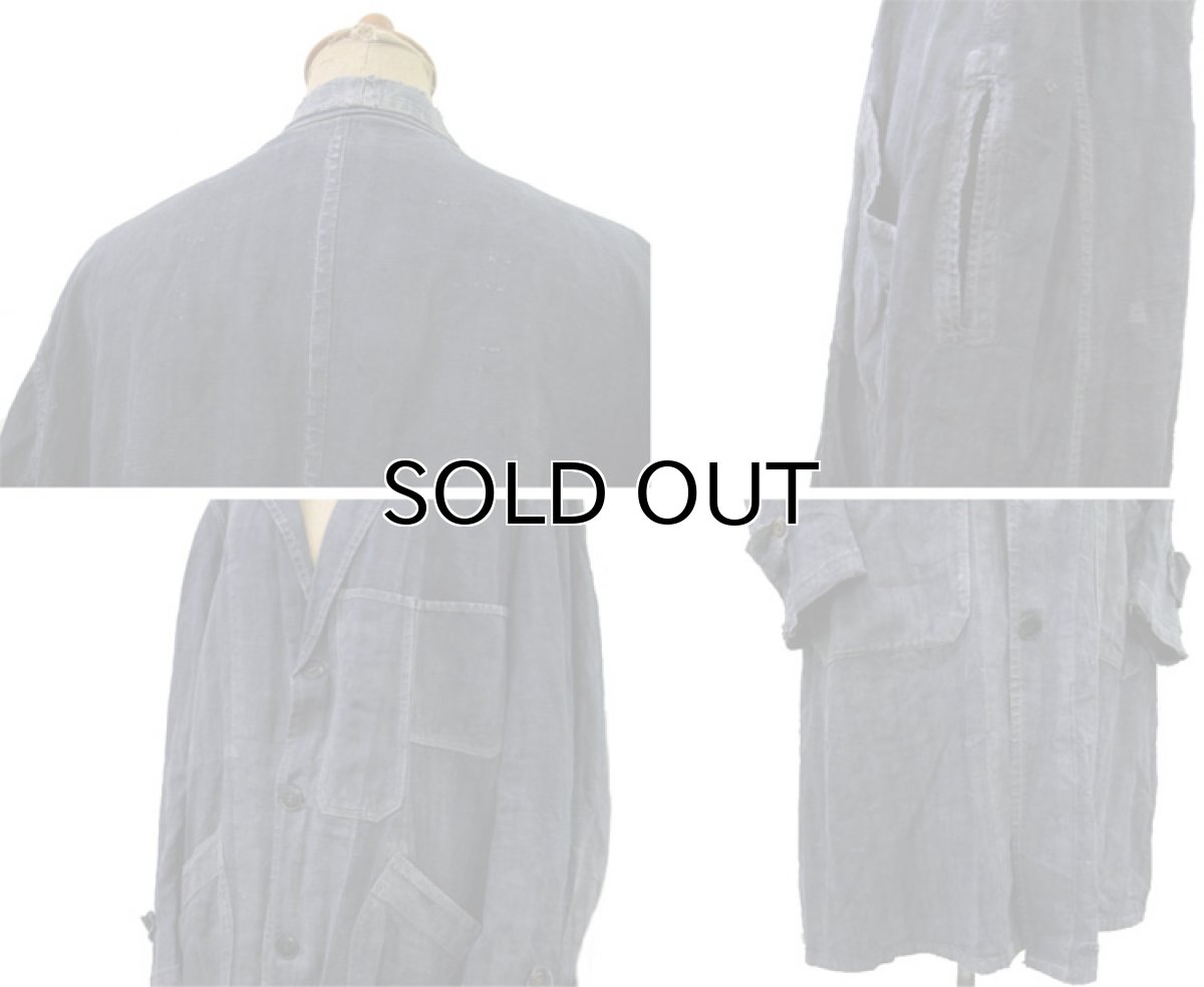 画像3: ~1940's French "ALA HOULETTE" Indigo Linen Work Coat　size L位 (表記 なし) (3)