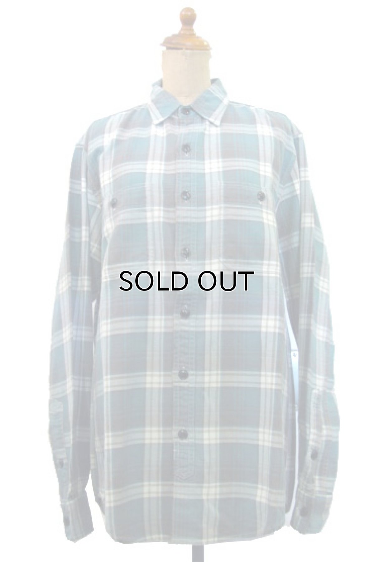 画像1: "J.Crew" L/S Check Flannel Shirts  GREEN系　size M位  (表記 S ) (1)