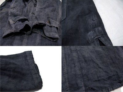 画像2: ~1940's French "ALA HOULETTE" Indigo Linen Work Coat　size L位 (表記 なし)