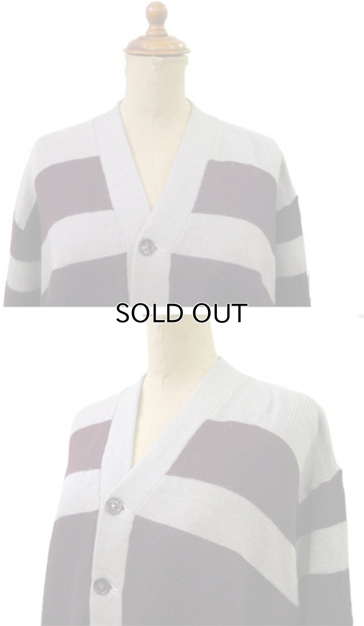 画像3: 1960's "Puritan" Two Tone Wool Cardigan  Maroon / Grey　size S - M (表記 無し) (3)