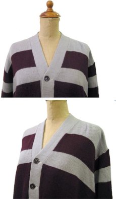 画像3: 1960's "Puritan" Two Tone Wool Cardigan  Maroon / Grey　size S - M (表記 無し) (3)