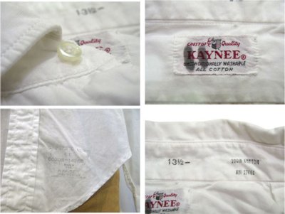 画像1: 1960's~ "KAYNEE"  Double Cuffs Dress Shirts  size XS 位  (表記 13 1/2 )