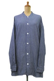 画像1: ~ 1970's OLD Germany Stripe L/S Shirts  BLUE系　size XL位  (表記 45/46 ) (1)