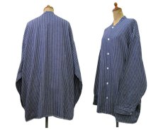 画像2: ~ 1970's OLD Germany Stripe L/S Shirts  BLUE系　size XL位  (表記 45/46 ) (2)