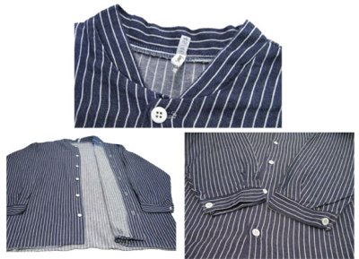 画像1: ~ 1970's OLD Germany Stripe L/S Shirts  BLUE系　size XL位  (表記 45/46 )