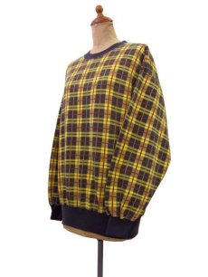 画像2: 1980's "EZ SPIRIT" Tartan Check Print Sweat　NAVY　size M 位 (表記 M) (2)