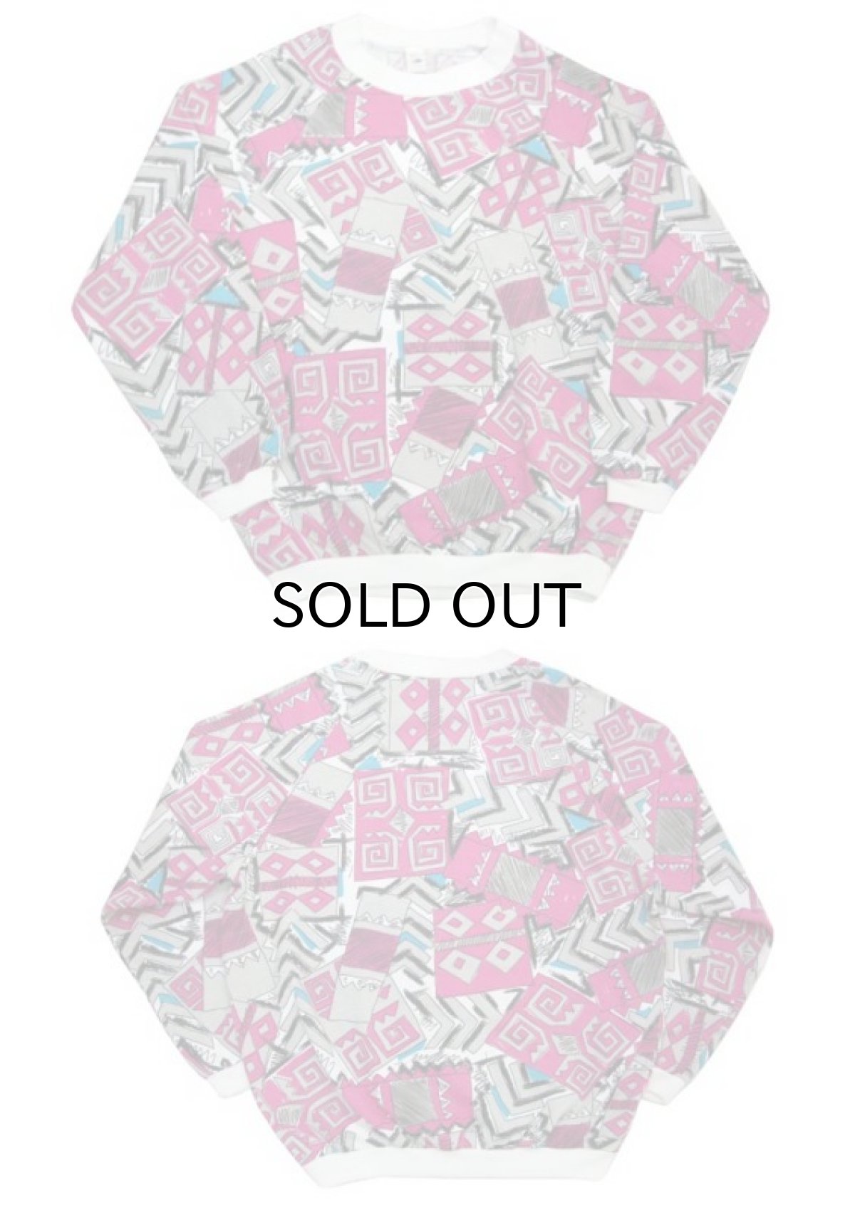 画像4: 1990's Graphic Print Raglan Sleeve Sweat 総柄 size S 位 (表記 L ) (4)