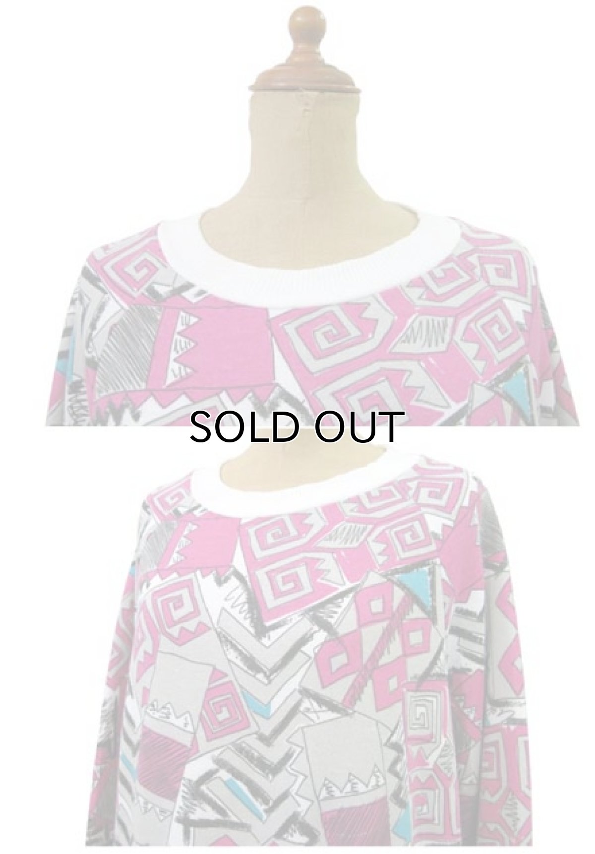 画像5: 1990's Graphic Print Raglan Sleeve Sweat 総柄 size S 位 (表記 L ) (5)