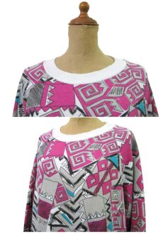 画像5: 1990's Graphic Print Raglan Sleeve Sweat　総柄　size S 位 (表記 L ) (5)