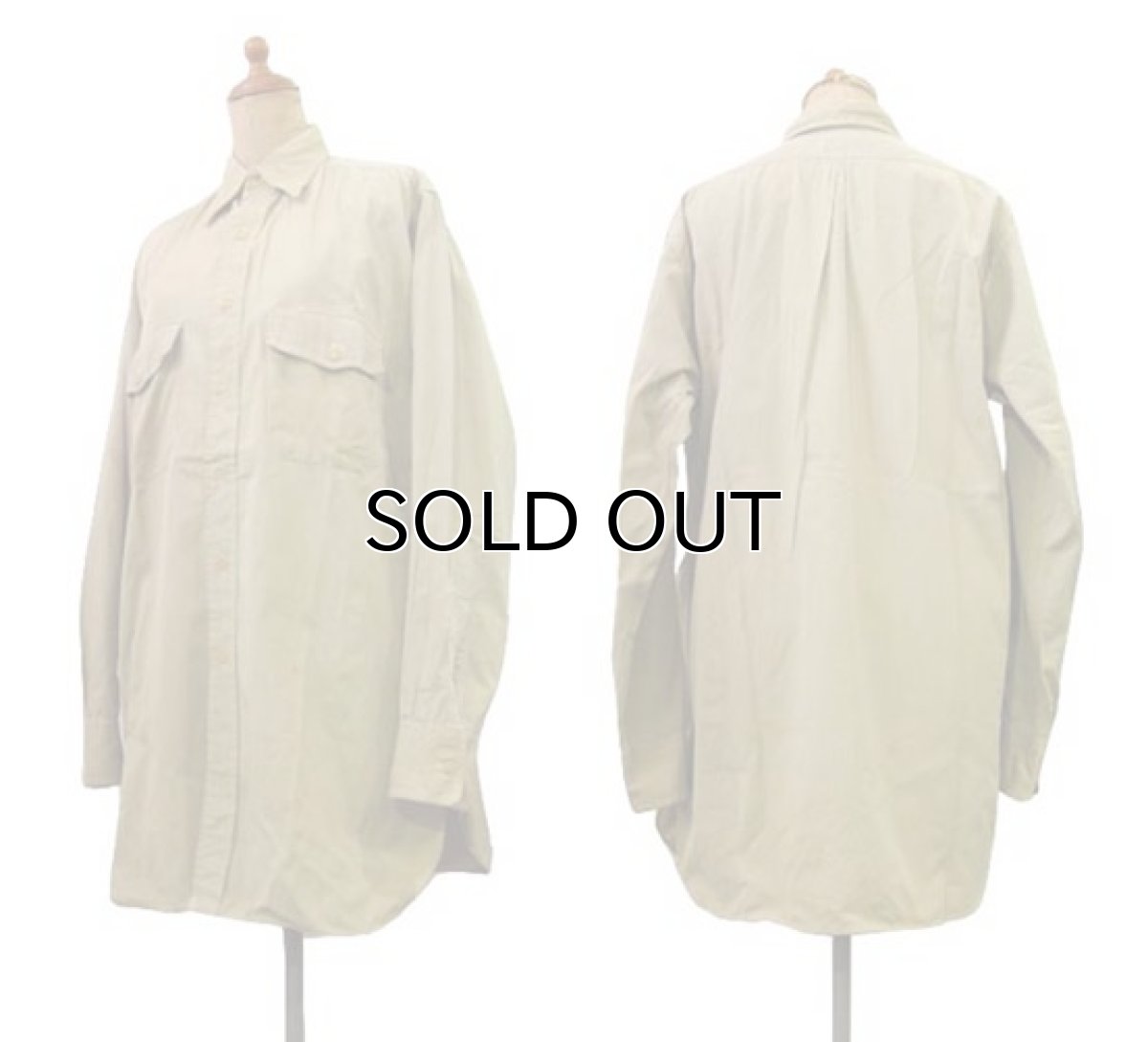 画像2: 1950's "OLD BALDY" L/S Chino Shirts  BEIGE系　size L位  (表記 15 ) (2)