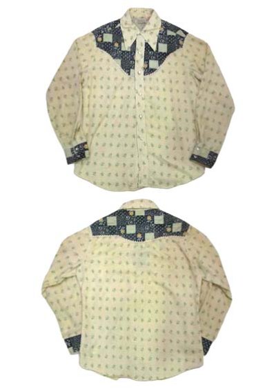 画像1: 1970's "KENNINGTON" L/S Western Shirts  Yellow/ Green　size M位  (表記 L )