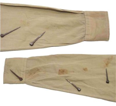 画像2: 1950's "OLD BALDY" L/S Chino Shirts  BEIGE系　size L位  (表記 15 )