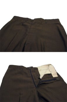 画像4: 1970's Unknown Non Tuck Tapered Trousers　BROWN STRIPE　size 30 inch ( 表記 なし) (4)