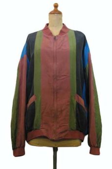 画像1: "Cheval Design Studio" Stripe Silk Jacket　size M - L位 (表記 M) (1)
