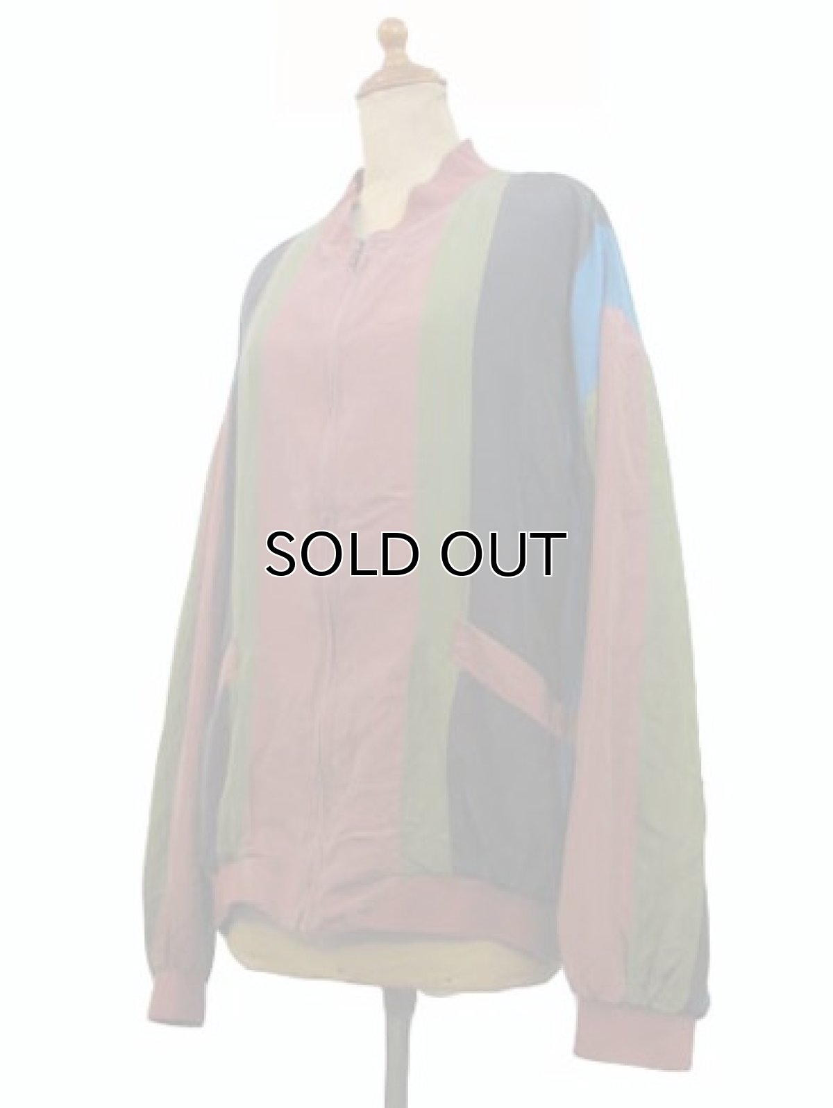 画像2: "Cheval Design Studio" Stripe Silk Jacket　size M - L位 (表記 M) (2)