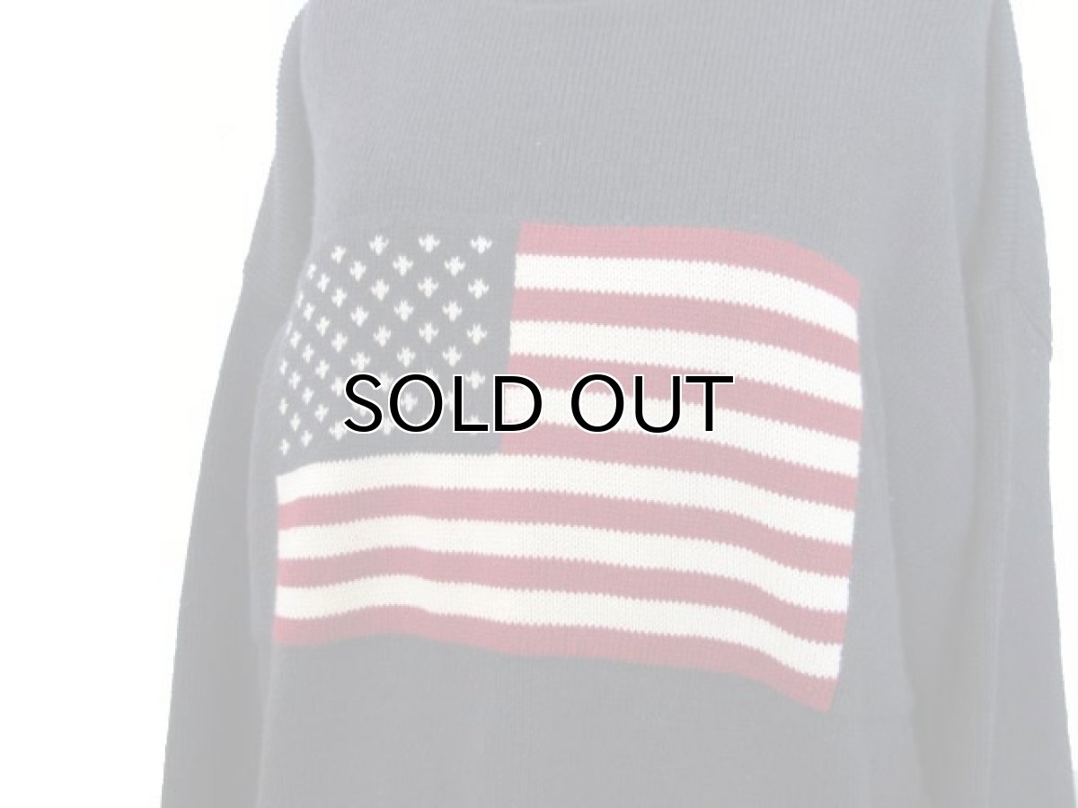 画像4: 1990's~ "FOCUS" American Flag Pullover Cotton Sweater 　NAVY　size L (表記 L) (4)
