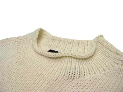 画像1: 00's~ "DKNY" Mock Neck Pullover Sweater  Ivory size M (表記 L)