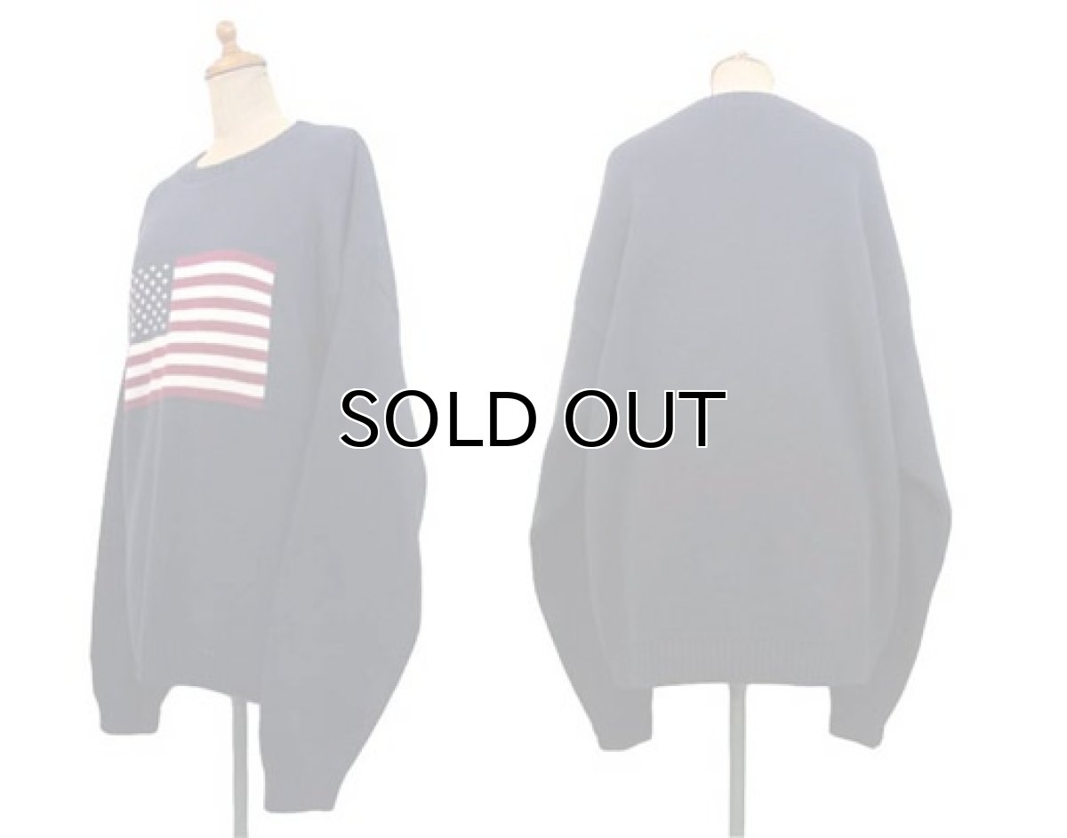 画像2: 1990's~ "FOCUS" American Flag Pullover Cotton Sweater 　NAVY　size L (表記 L) (2)