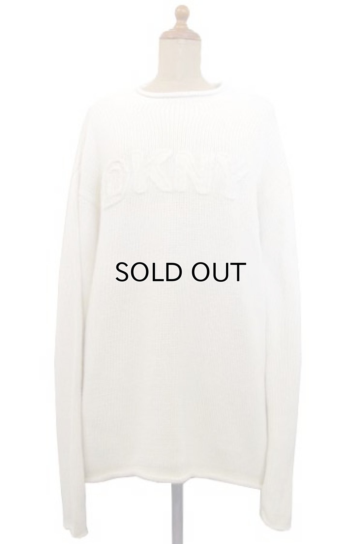 画像1: 00's~ "DKNY" Mock Neck Pullover Sweater  Ivory size M (表記 L) (1)