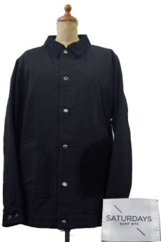 画像1: NEW "Saturdays Surf NYC" Cotton Work Jacket　Black　size S (1)