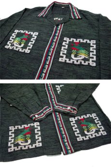 画像3: 1970's OLD Guatemara Shirts  GREEN系　size M 位  (表記 なし ) (3)