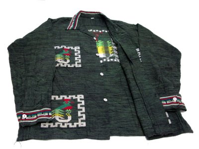 画像1: 1970's OLD Guatemara Shirts  GREEN系　size M 位  (表記 なし )