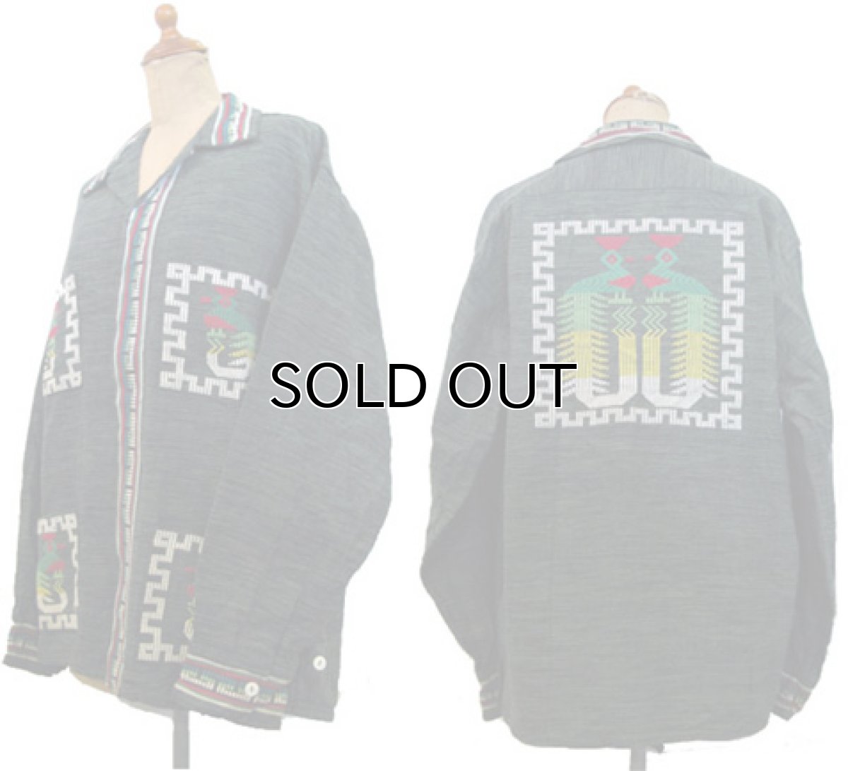 画像2: 1970's OLD Guatemara Shirts  GREEN系　size M 位  (表記 なし ) (2)