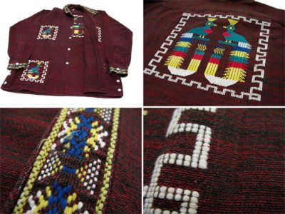 画像2: 1970's OLD Guatemara Shirts  WineRed系　size S-M 位  (表記 なし )