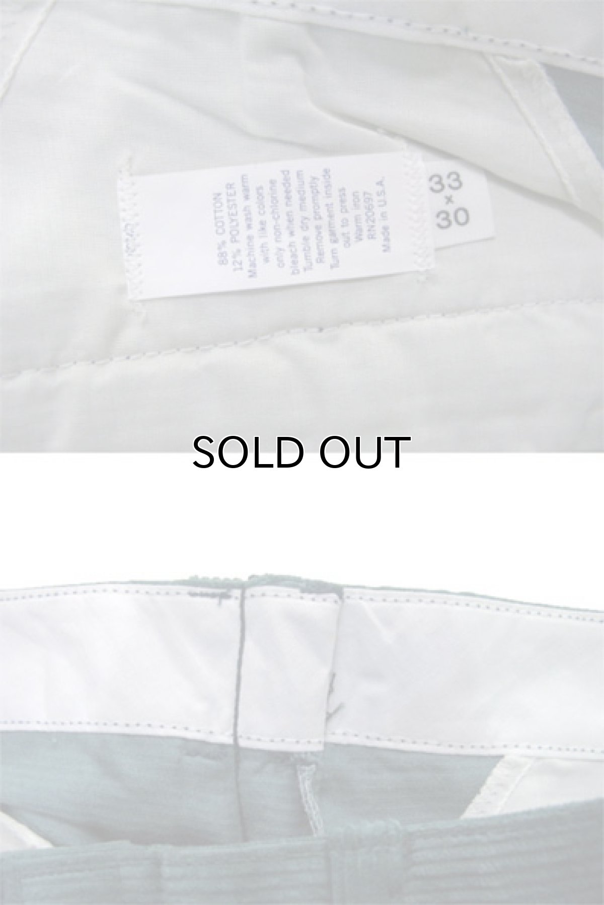 画像5: 1990's "Dickies" ヨコ畝 Corduroy Trousers DEAD STOCK  made in USA  Light Green　size W31L34 / W34L32  (5)