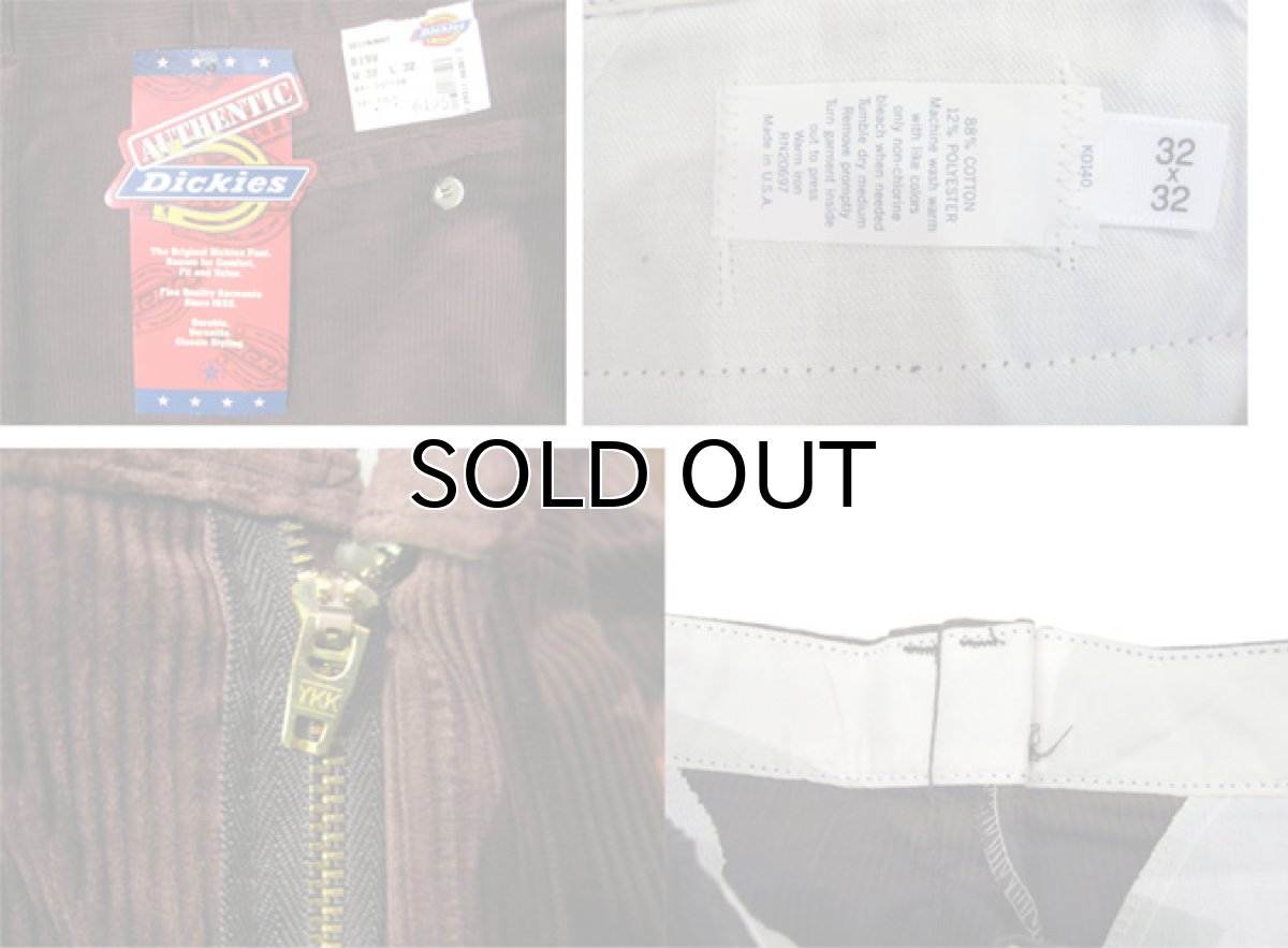 画像5: 1990's "Dickies" Corduroy Trousers DEAD STOCK  made in USA  BROWN　size W32 x L32  (5)