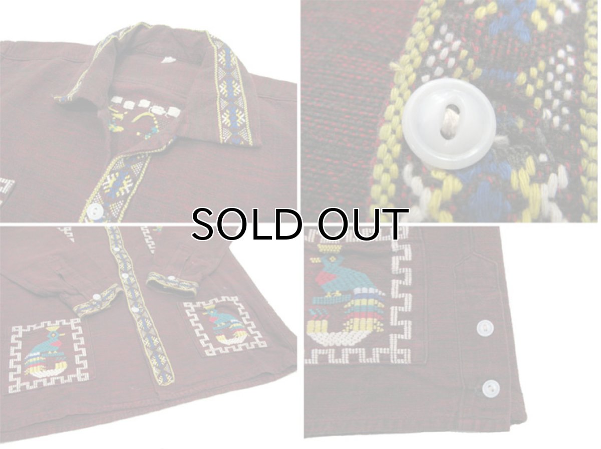 画像5: 1970's OLD Guatemara Shirts  WineRed系　size S-M 位  (表記 なし ) (5)