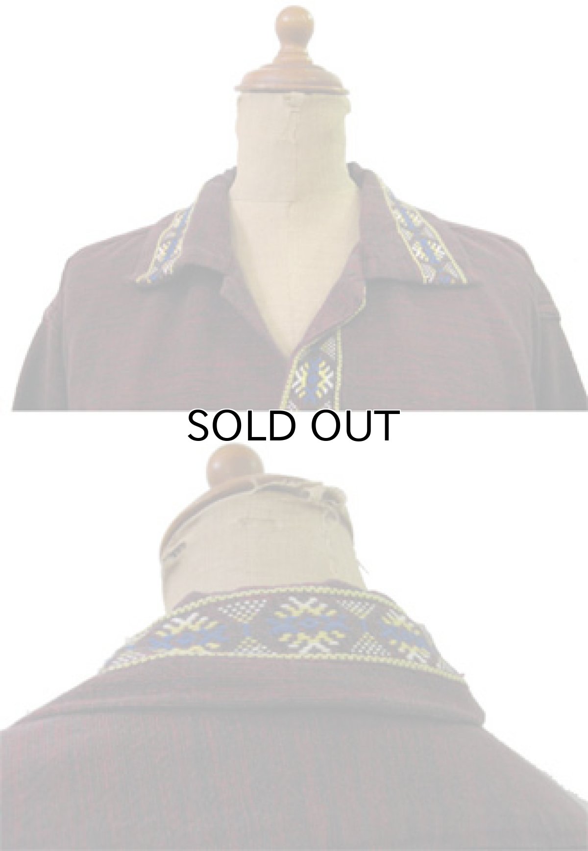 画像3: 1970's OLD Guatemara Shirts  WineRed系　size S-M 位  (表記 なし ) (3)