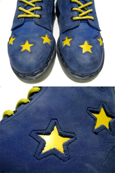 画像2: "KANGOL" 8-Hole Nubuck Leather Boots Blue / Yellow  made in England　 size 約25cm  ( 表記 不明)