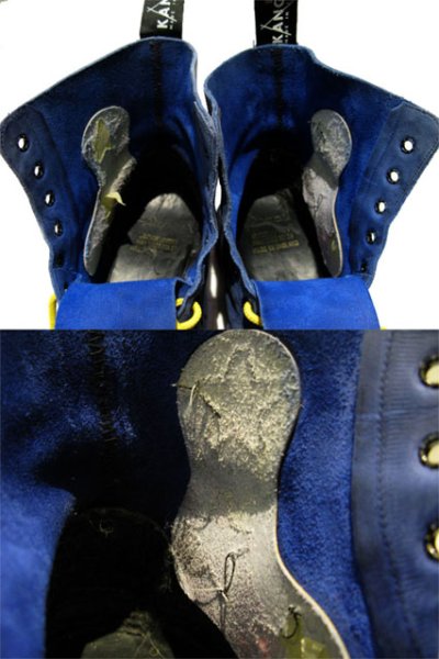 画像3: "KANGOL" 8-Hole Nubuck Leather Boots Blue / Yellow  made in England　 size 約25cm  ( 表記 不明)