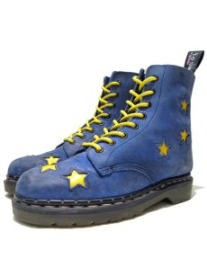 画像1: "KANGOL" 8-Hole Nubuck Leather Boots Blue / Yellow  made in England　 size 約25cm  ( 表記 不明) (1)