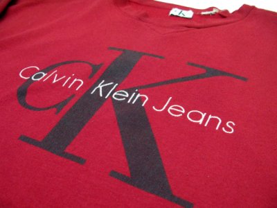 画像2: 1990's "Calvin Klein Jeans" Pullover Print Sweat　RED　size L 位 (表記 なし)