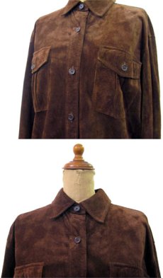 画像3: "LAUREN Ralph Lauren" Leather Shirts　D.BROWN　size M 位 (表記 S) (3)